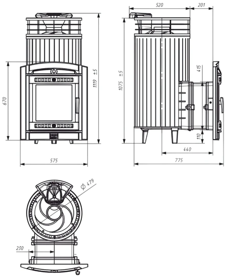 Печь банная "Атмосфера XL" в ламелях "Окаменевшее дерево" NEW - 2