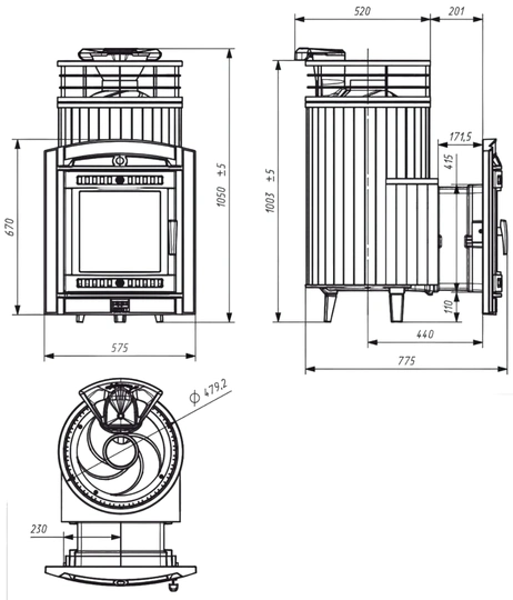 Печь банная "Атмосфера L" в ламелях "Змеевик" с тоннелем NEW - 2