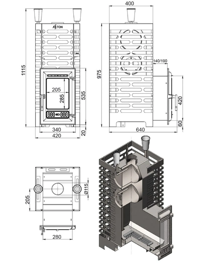 Печь для бани ASTON 24 INOX (310) - 2