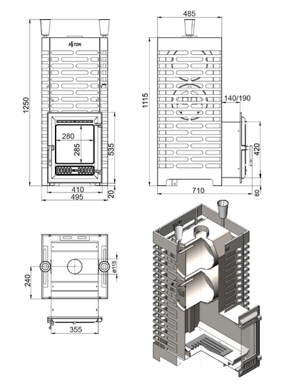 Печь для бани ASTON 38 INOX (320) - 2