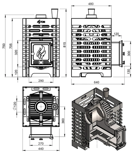 Печь для бани ASTON «Шторм 16» (ДТ-4) - 5