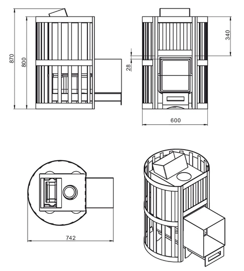 Печь для бани Везувий Ураган Стандарт 16 (ДТ-4) - 2