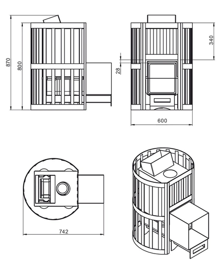 Печь для бани Везувий Ураган Ковка 16 (271) - 2