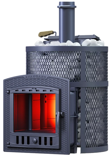 Чугунная печь для бани AVANGARD ЗК 35 (П2) Ураган в круглой сетке - 1