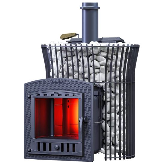 Чугунная печь для бани AVANGARD ЗК 35 (П2) Ураган в сетке Тюльпан - 1