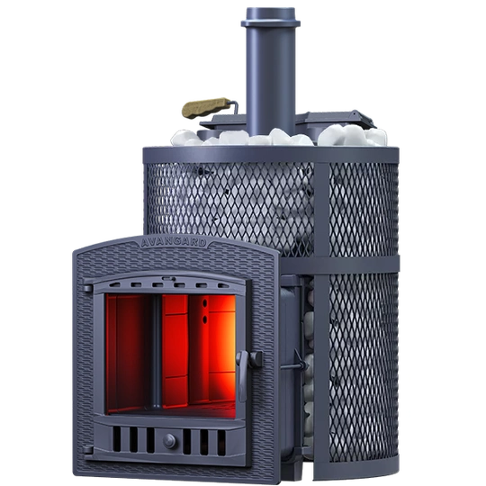 Чугунная печь для бани AVANGARD ЗКН 35 (П2) Ураган в круглой сетке - 1