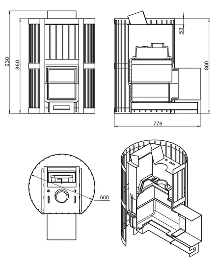 Печь для бани Везувий Ураган Ковка 22 (271) - 1