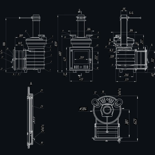 Чугунная печь для бани Искандер ЗК 18 (М) - 4