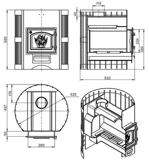 Печь для бани Везувий Скиф стандарт 12 (ДТ-3С) без выноса - 1