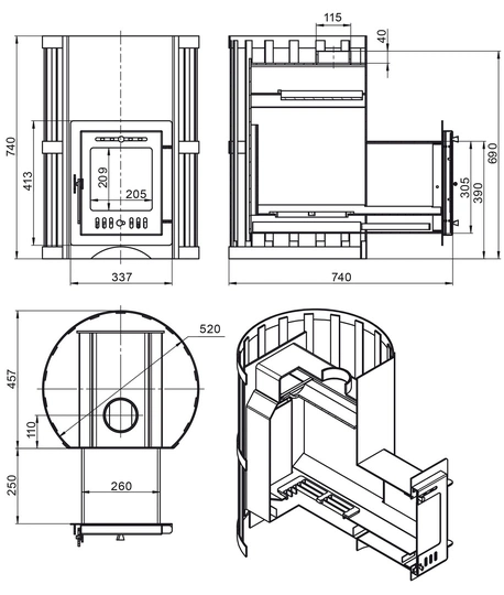 Печь для бани Везувий Скиф ковка 22 (210) «М» - 1