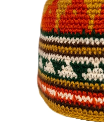 Шапка вязаная для бани Woodson Viking, орнамент, без косичек (оранжевый) - 1