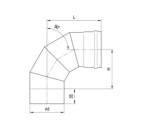 Ferrum HF Plus колено угол 90° (430/1,0мм) Ф150 - 1