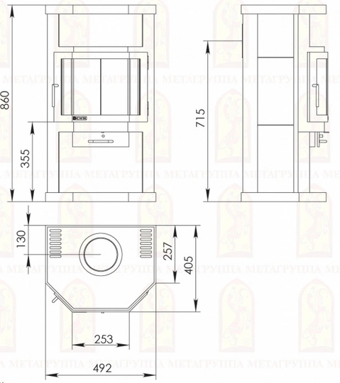 Печь-камин АОТ 6,0 в модификации «Ока» - 2