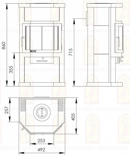 Печь-камин АОТ 6,0 в модификации «Ока с плитой» - 2