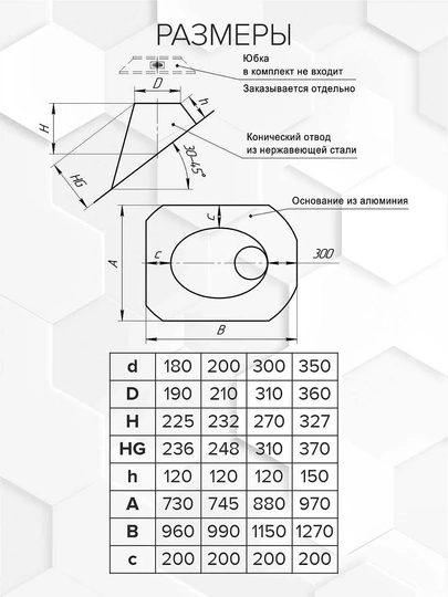 Craft GS/HF-P крышная разделка 30-45гр. (алюминий/эмаль) Ф250 - 1