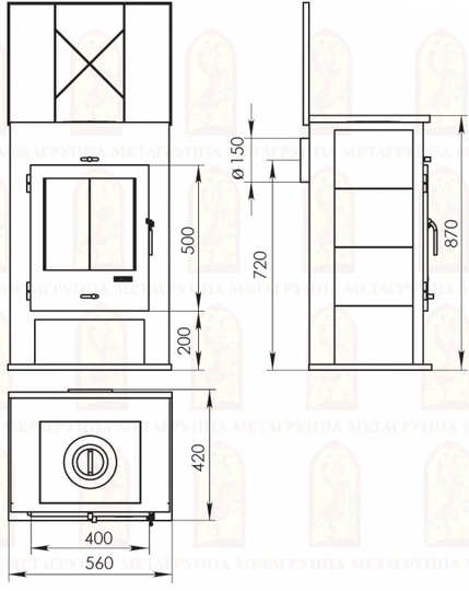 Печь-камин АОТК 8,0 в модификации «Охта» - 5