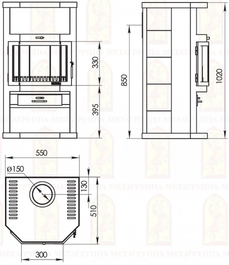 Печь-камин АОТ 9,0-02 в модификации «Ангара» - 3