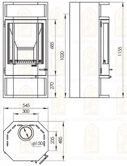 Печь-камин АОТ 10,0 в модификации «Рейн» - 1