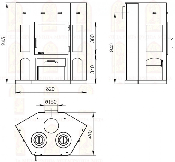 Печь-камин АОТ 11,0 в модификации «Енисей с плитой» - 5