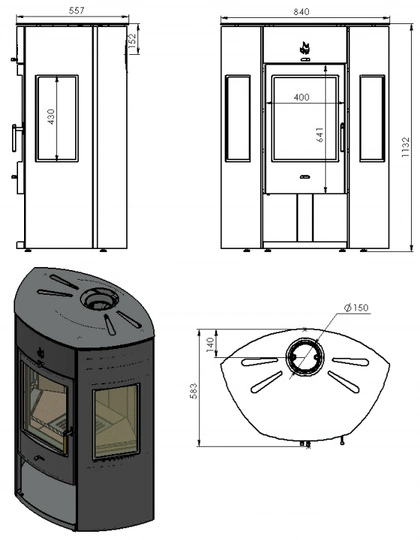 Печь-камин АОТ 11,0 в модификации  «Енисей 2» - 1