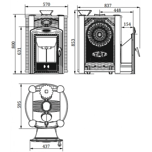 Печь для бани Термофор Чёрная жемчужина Люмина Плюс с нерж каменкой - 2
