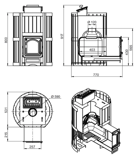 Печь для бани ЭТНА Стандарт 18 (ДТ-4С) Закрытая каменка - 3