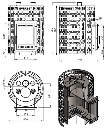 Печь для бани Эверест "Steam Master" 30 INOX (320М) б/в - 4