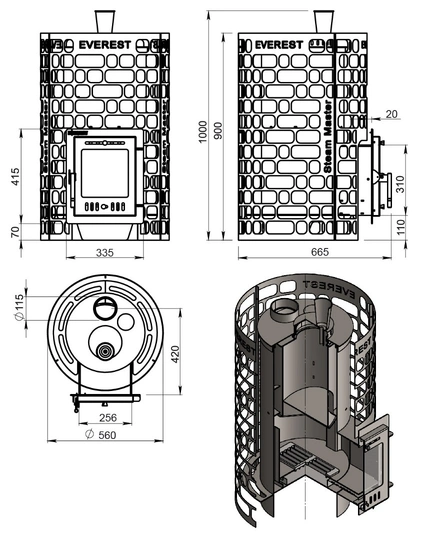Печь для бани Эверест "Steam Master" 24 INOX (210М) б/в - 4