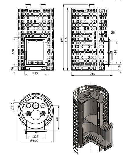Печь для бани Эверест "Steam Master" 44 INOX (320М) б/в - 4