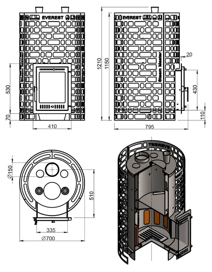 Печь для бани Эверест "Steam Master" 60 INOX (320М) б/в - 4