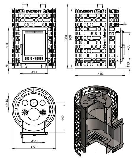 Печь для бани Эверест "Steam Master" 30 (320М) б/в - 4