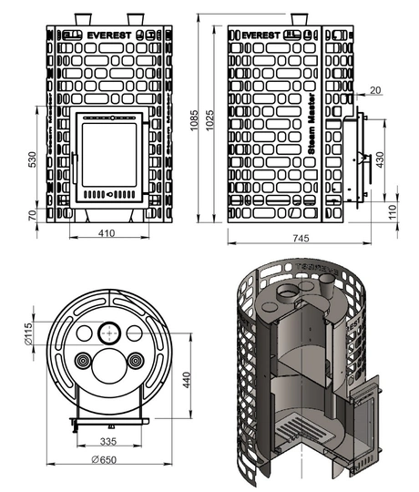 Печь для бани Эверест "Steam Master" 38 (320М) б/в - 4