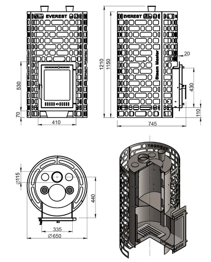 Печь для бани Эверест "Steam Master" 44 (320М) б/в - 4