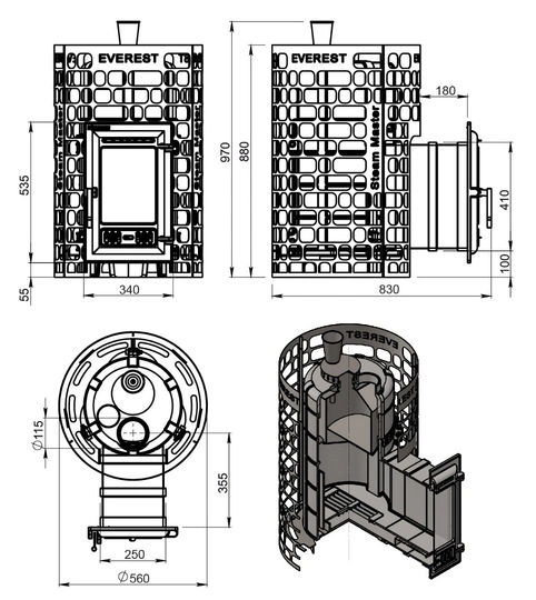 Печь для бани Эверест "Steam Master" 18 (310) ЧУГУН - 4