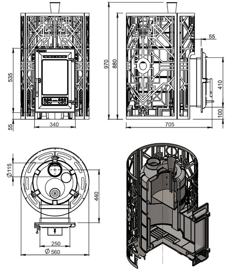 Печь для бани Эверест "Steam Master" 18 (310) ЧУГУН б/в - 4