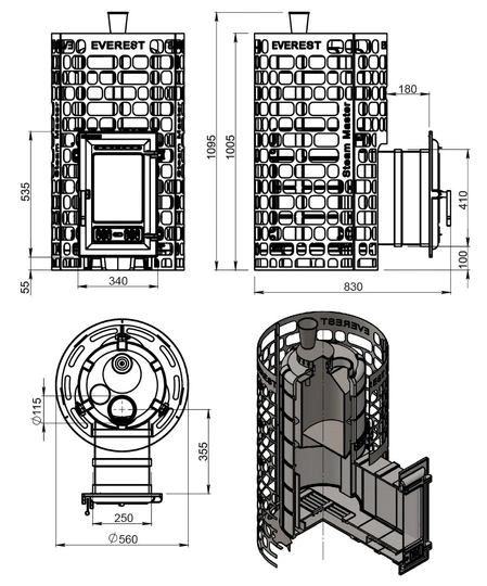 Печь для бани Эверест "Steam Master" 24 (310) ЧУГУН - 4