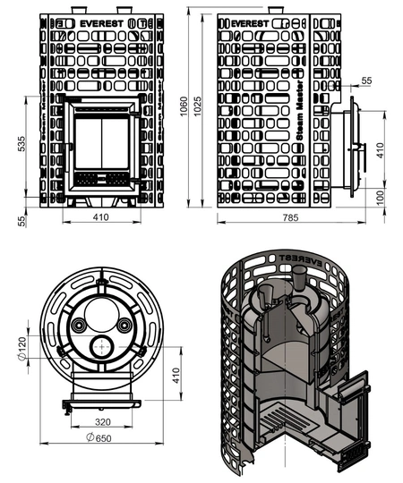 Печь для бани Эверест "Steam Master" 38 (320) ЧУГУН б/в - 4