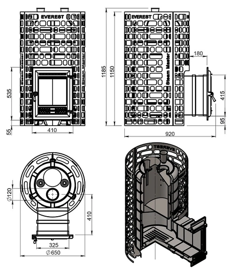 Печь для бани Эверест "Steam Master" 44 (320) ЧУГУН - 4