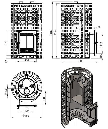 Печь для бани Эверест "Steam Master" 44 (320) ЧУГУН б/в - 4