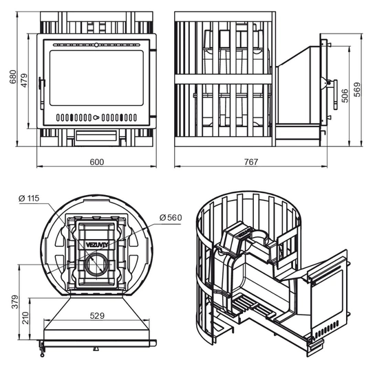 Печь для бани Везувий Легенда Ковка 22 Панорама "М" - 2