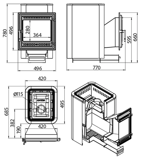 Печь для бани Везувий Легенда Ковка 28 (505) - 2