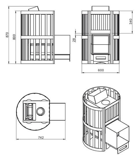 Печь для бани Везувий Ураган Стандарт 16 (ДТ-4С) - 2