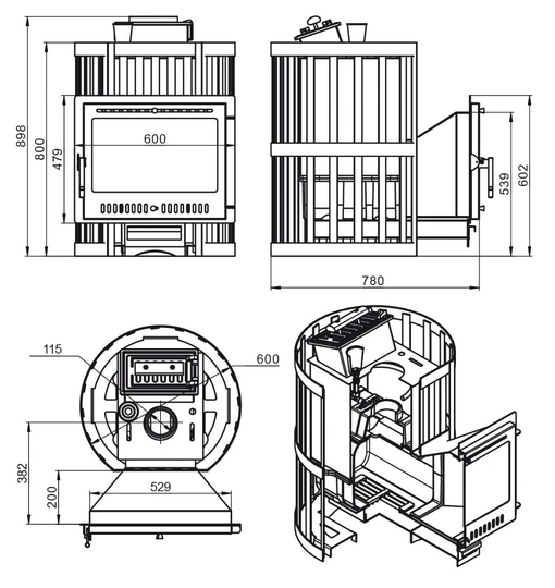 Печь для бани Везувий Ураган Ковка 16 Панорама "М" - 2