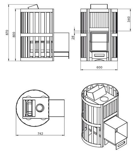 Печь для бани Везувий Ураган Ковка 16 (270) - 2