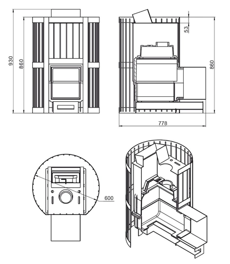 Печь для бани Везувий Ураган Ковка 22 (270) - 2