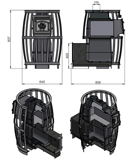 Печь для бани Везувий Легенда Русский пар Ковка 24 (270) - 2