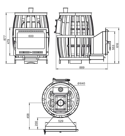 Печь для бани Везувий Легенда Русский пар ковка 18 Панорама "М" - 3