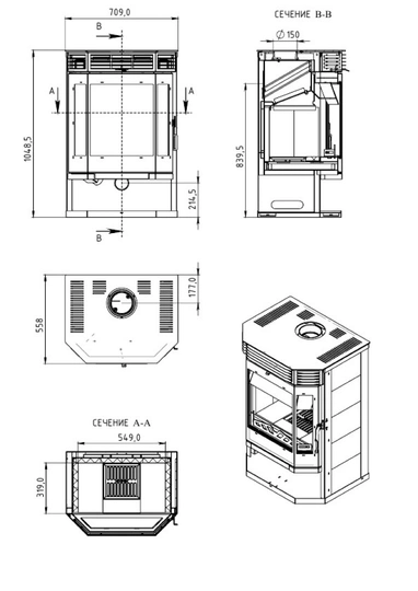 Печь-камин АОТ 12,0 в модификации «Ангара 12» - 5
