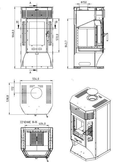 Печь-камин АОТ 9,0-01 в модификации «Москва 9» - 5