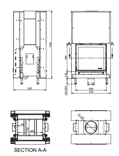 Каминная топка KFDesign LINEA DF V 810 4.0 - 3